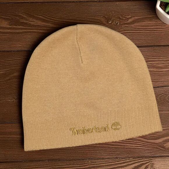 Unisex Men's Tan TIMBERLAND Embroidered Knit Beanie Hat - Picture 1 of 1